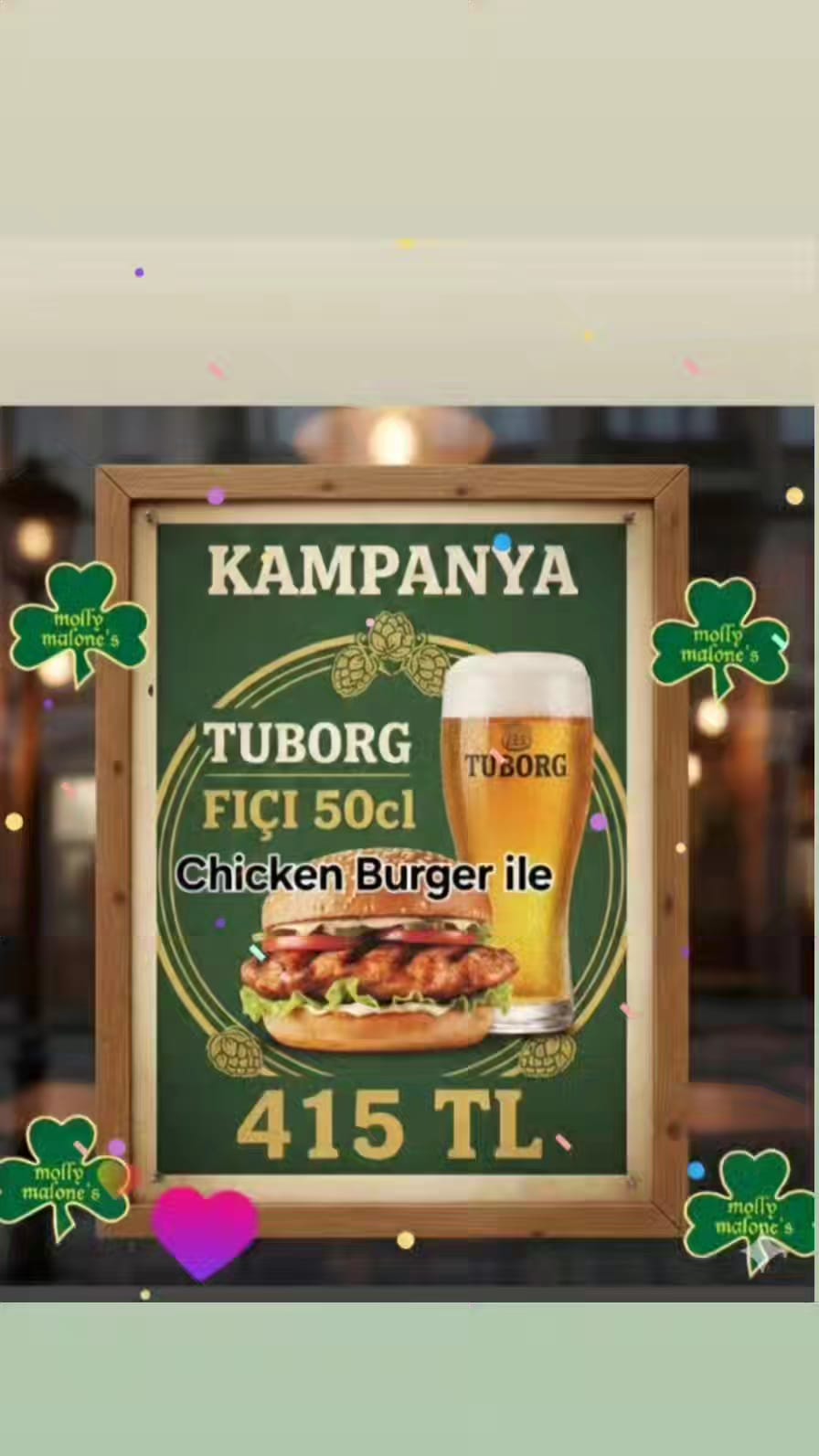 Chicken Burger + Tuborg 50 Cl Şişe Kamp.